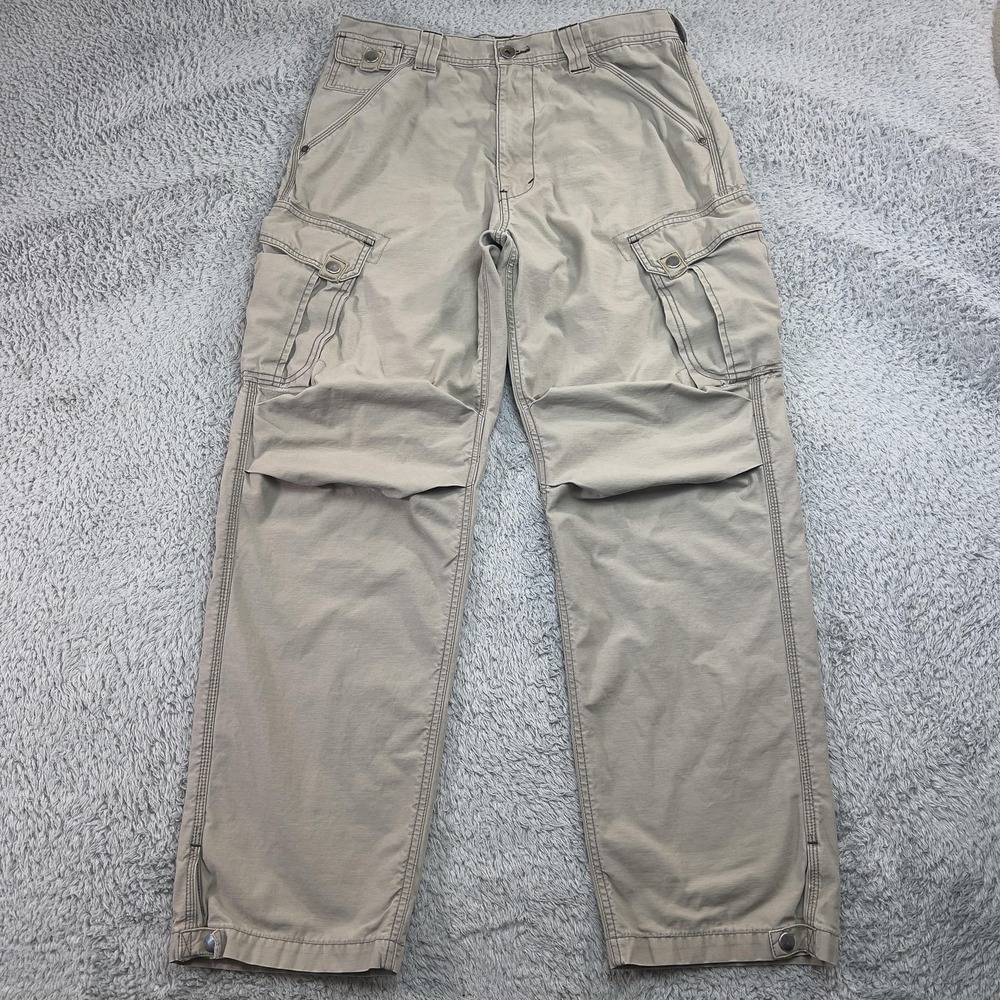 Vintage Levis SilverTab Cargo Pants Mens 33x32 Beige Khaki Loose Fit Utility 90s